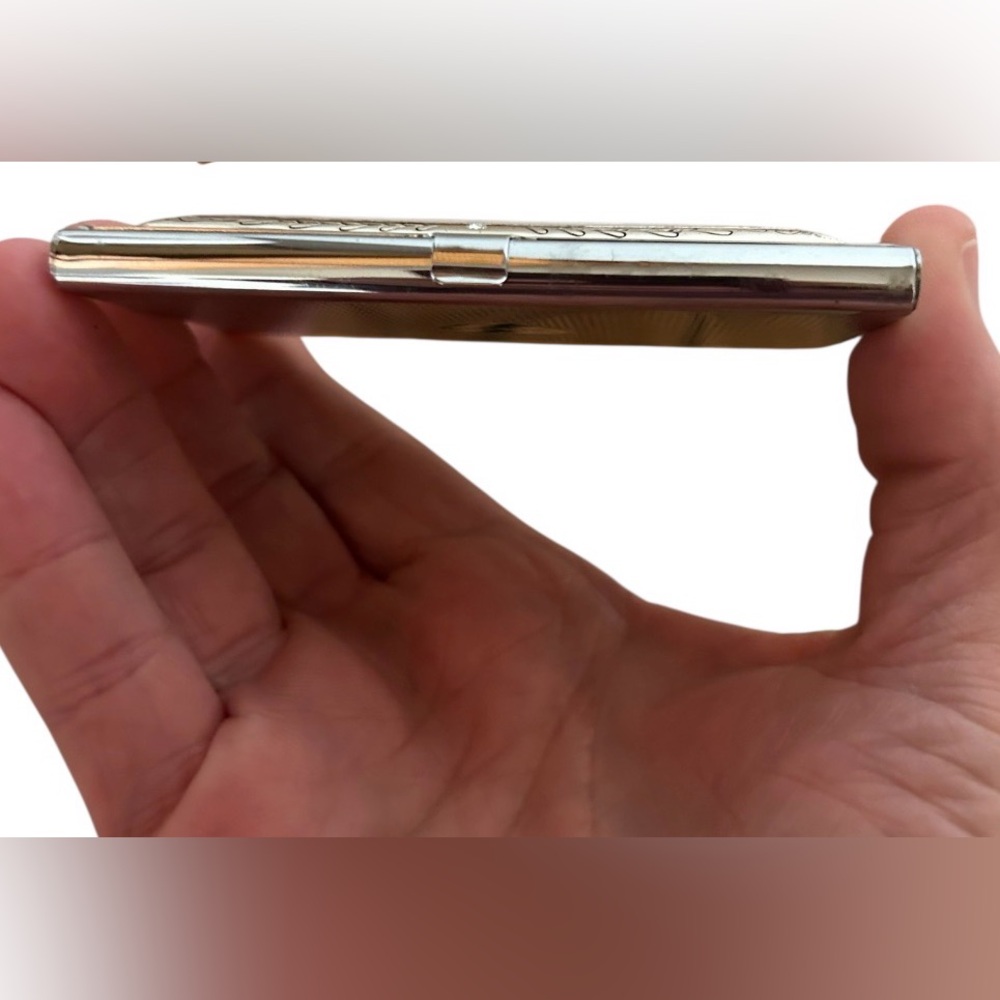 Brighton Tapestry Card Case Elegant Silver and Pearl Top With Mirrored inside - Picture 3 of 6